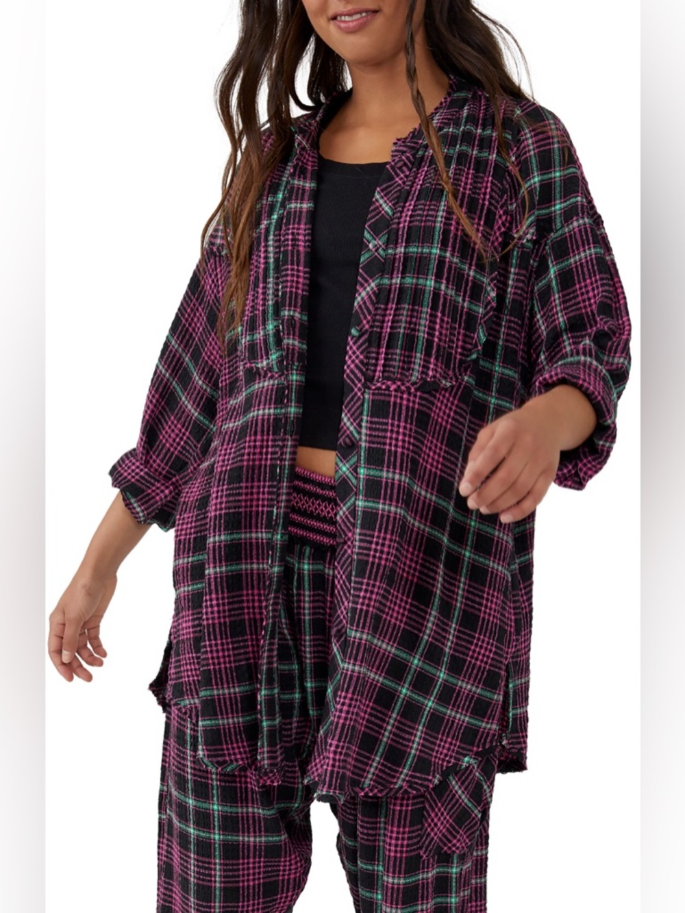Free People Intimately Free People Plaid About You Flannel Button Up Shirt Small